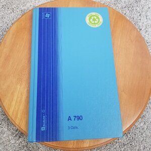 VTG Blueline Ledger Book Junk Journal Hardcover Unused 200 pg Three Column A790